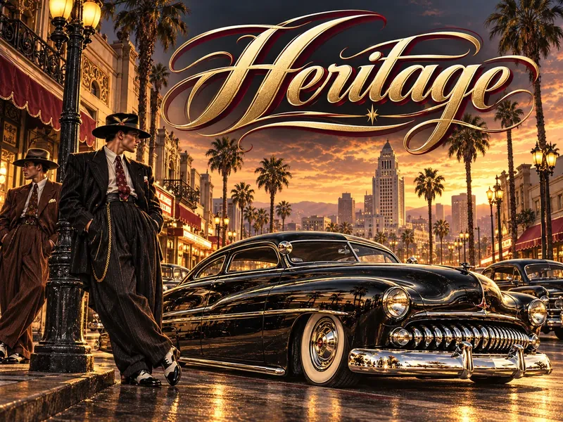 Interpretive illustration of the signature Mercury and 1940s Los Angeles fashion