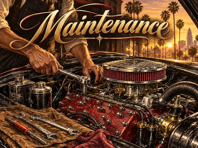Concept illustration of classic automotive craftsmanship and tools